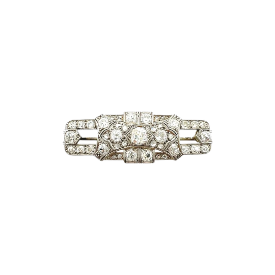 18ct White Gold and Platinum Art Deco Diamond Brooch, c.1930, 3.62 Carats