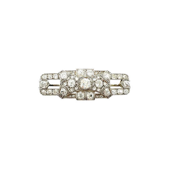 18ct White Gold and Platinum Art Deco Diamond Brooch, c.1930, 3.62 Carats