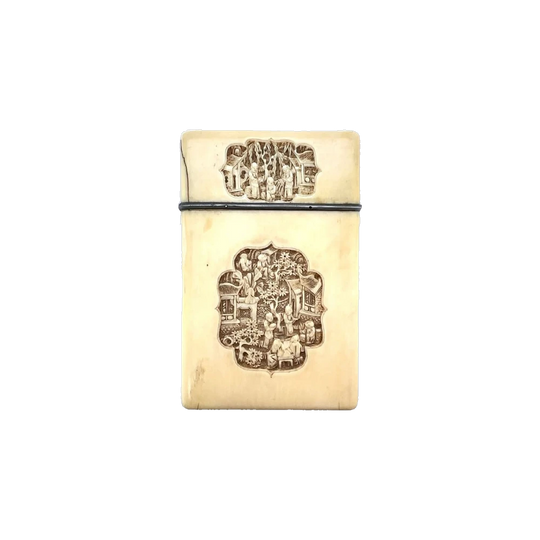 19th-Century Chinese Ivory Card Case with Silver Rim, c. 1870