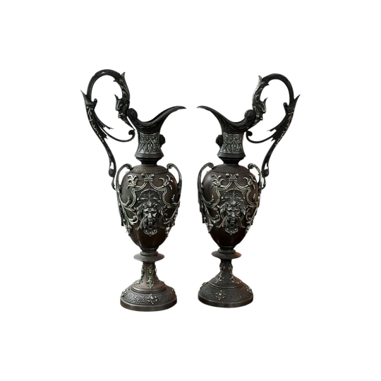 Pair of 19th Century French Cast Iron Ewers, c.1860