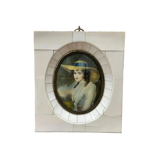 Ivory-Framed Signed Miniature Portrait of Lavinia, Countess Spencer, c.1860, England