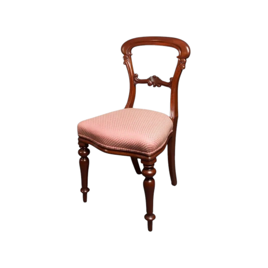 Antique English Mid‑Victorian Mahogany Dining Chairs, Set of Six, c.1850, Louis XV Carved Detail
