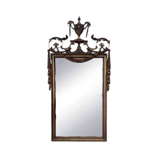 Vintage Italian-made Reproduction Mirror, 1960s–70s, Painted and Gilded Cast Decoration, 115 x 60 cm