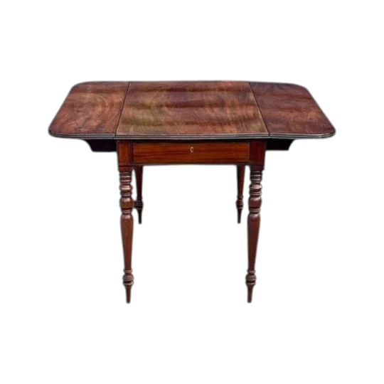 Antique English Georgian Cuban Mahogany Pembroke Drop-Side Table, Early 1800s