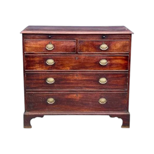 Antique English George III Georgian Mahogany Chest of Drawers with Dressing Slide, Late 18th Century
