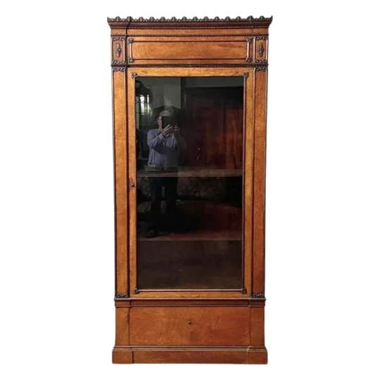 Antique French Thuya Single-Door Glazed Display Cabinet / Bookcase, 19th Century