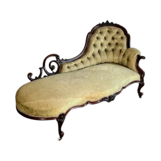 Antique English Victorian Rosewood ‘Hi-Low’ Chaise Lounge / Settee, Louis XV Rococo, Mid-1800s