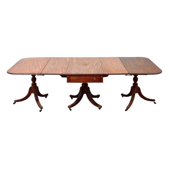 English George III Tri-Sectional Dining Table in Cuban Mahogany, c.1800