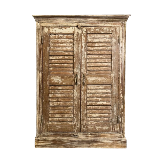 Teak Shutter-Door Almirah, Cream