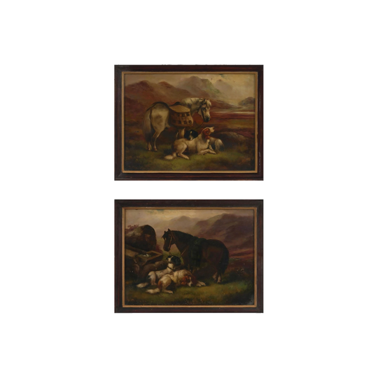 Robert Cleminson (British, 19th Century), Highland Scenes with Setters (Pair), c. 1860s–80s – Oil on Canvas Laid on Board