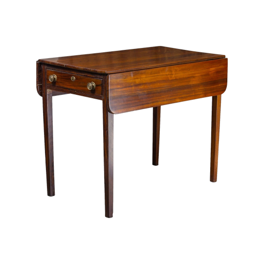 English Solid Rosewood Pembroke Table with Side Drawer and Leaf Panels, c. 1830s