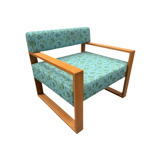 Mid Century Blue and Floral Armchair