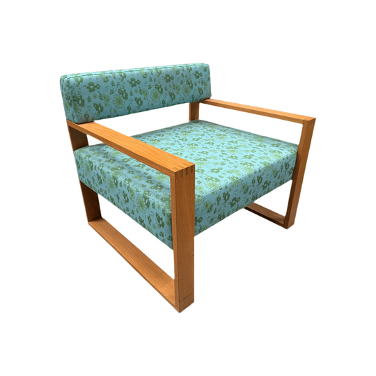 Mid Century Blue and Floral Armchair