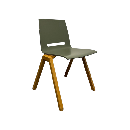 Hussl Forum 2S Chairs – Green Bentwood with Solid Beech Base - Stackable
