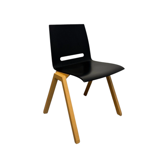 Hussl Forum 2S Chairs – Black Bentwood with Solid Beech Base - Stackable