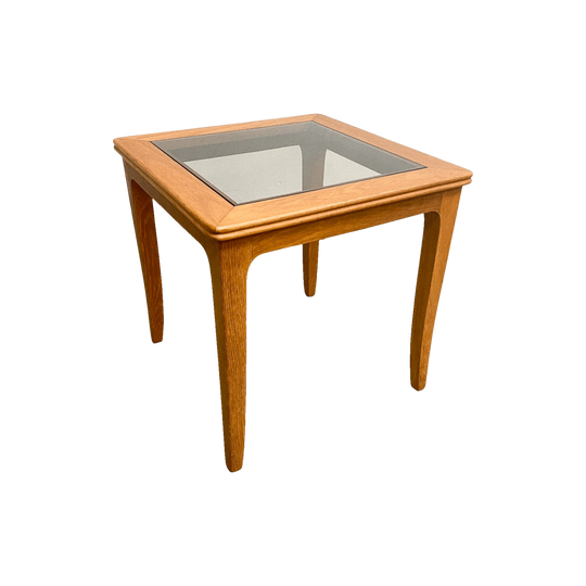 Mid-Century Chiswell Teak Side Table with Glass Top