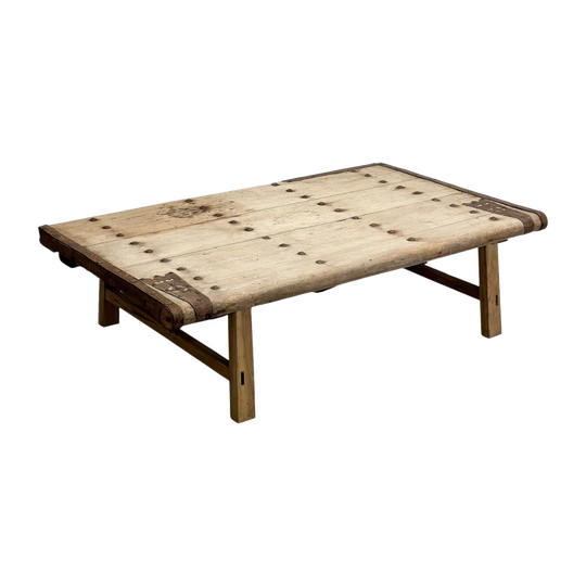 Studded Old Door Bleached Elm Coffee Table