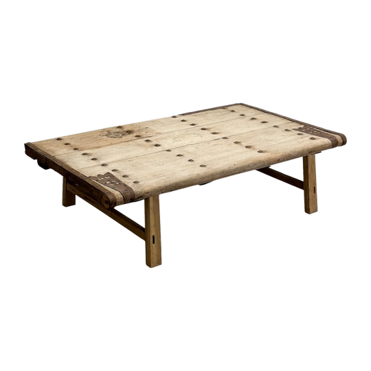 Studded Old Door Bleached Elm Coffee Table