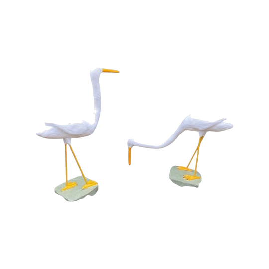 Hand-Crafted Vintage-Style Stork Garden Sculptures, Steel-Reinforced (Set of Two)
