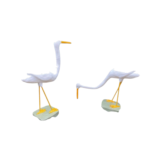 Hand-Crafted Vintage-Style Stork Garden Sculptures, Steel-Reinforced (Set of Two)