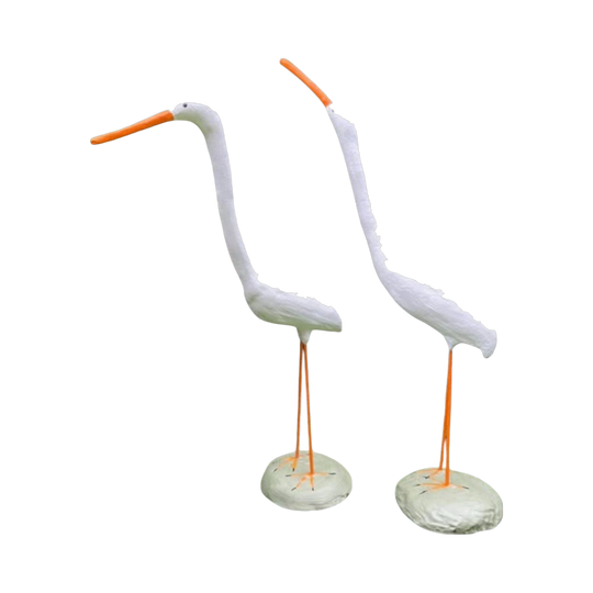 Hand-Crafted Vintage-Style Garden Stork Sculpture with Steel Reinforcement