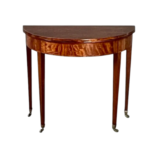 Antique English Mid‑Victorian Walnut Card Table, French Louis XV Manner, Baize‑Lined Swivel Top