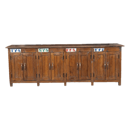 Vintage Wooden Sideboard #48 – 2.42 m Length, Four Storage Areas, Warm Patina