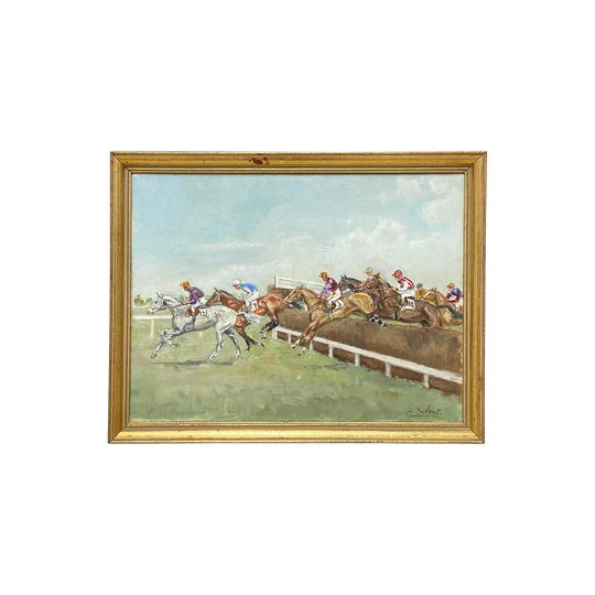 Early 20th Century "First Post Worcester" Oil Painting by R. Barfleet, Gilt Frame