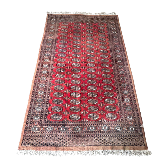 Vintage Pakistani Bokhara Hand-Knotted Woollen Carpet, Elephant’s Foot Gul, 163 x 262 cm