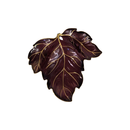 Carltonware Rouge Royal Vintage Leaf Platter, Amber with Gold Detailing, Approx. 25 x 27 cm