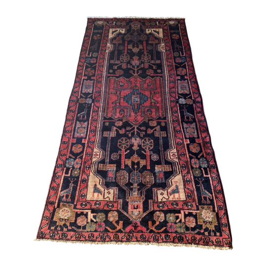 Vintage Persian Malayer Rug – Handwoven Wool on Cotton, 133 x 260 cm