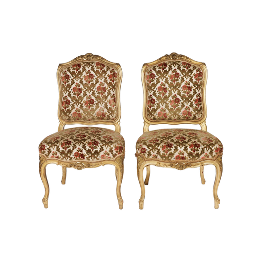 Pair of 19th Century French Louis XV Gilded Side Chairs