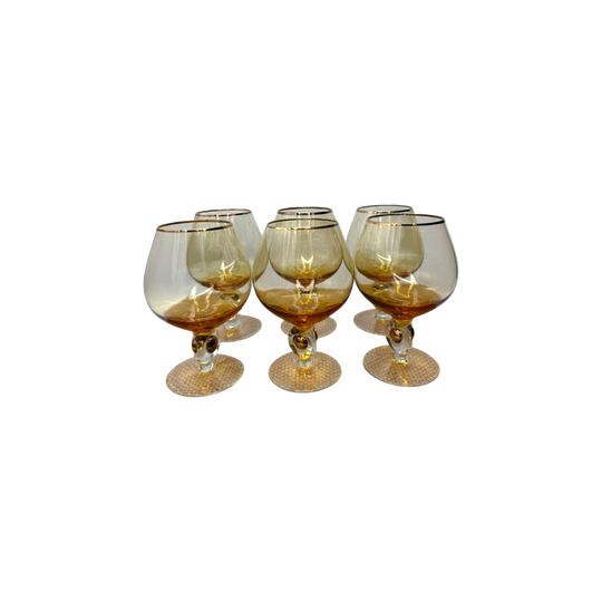 Amber Cognac Glasses Jozef Stanik Art Deco