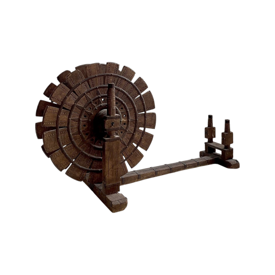 Vintage Indian Charkha Spinning Wheel – Rustic Decorative Object