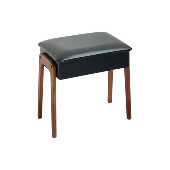 Danish Teak Storage Stool with Original Vinyl Upholstery