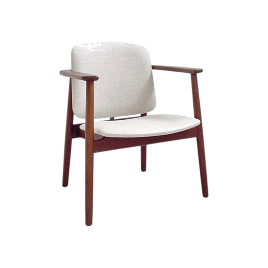 Børge Mogensen Model 165 Easy Chair for Søborg Mobler, 1955 – Teak Frame, New Linen Upholstery