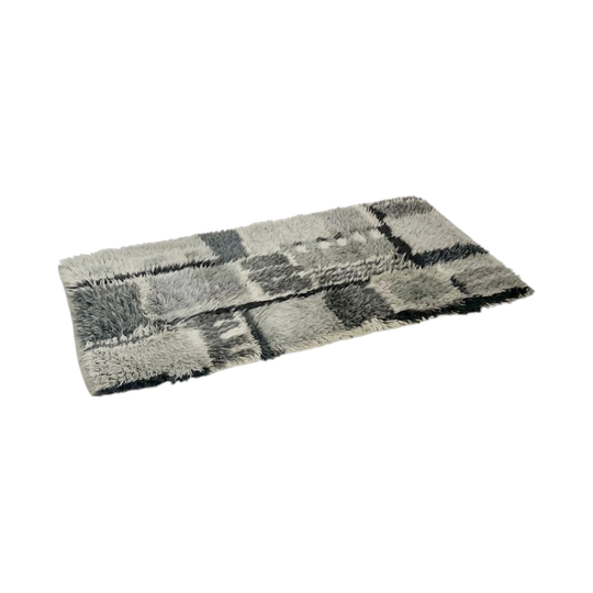 Danish Rya Rug, Abstract Handwoven Carpet, c. 1960s