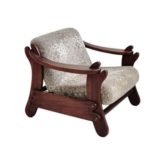 Danish 1970s Easy Chair in Dark Timber with Original Upholstery