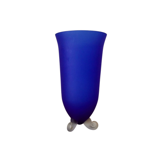 Art Deco Blue Glass Vase with Spiral Feet, 30 cm