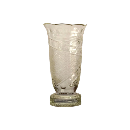 Large Vintage Crystal Vase with Polka-Dot Etching, 38 cm