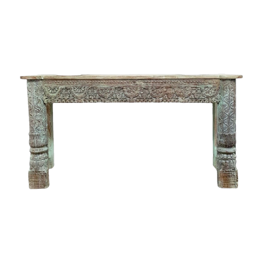 VINTAGE Indian Recycled Console Table Turquoise - Eco Village Collection