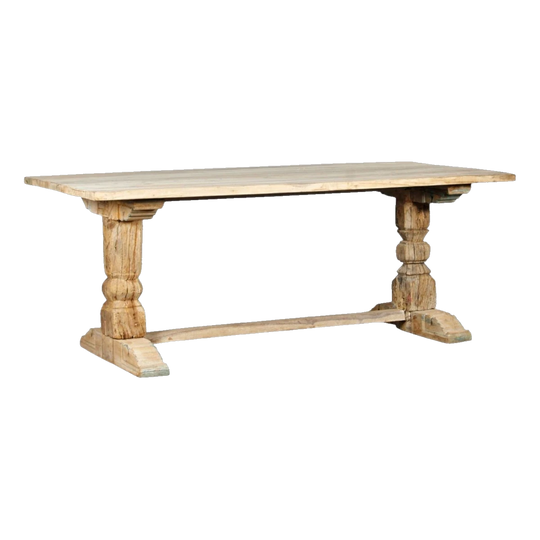 VINTAGE Legs Reclaimed Timber Indian Dining Table - Eco Village Collection