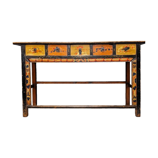 Early 20th-Century Tibetan Writing Table with Original Painted and Lacquered Finish