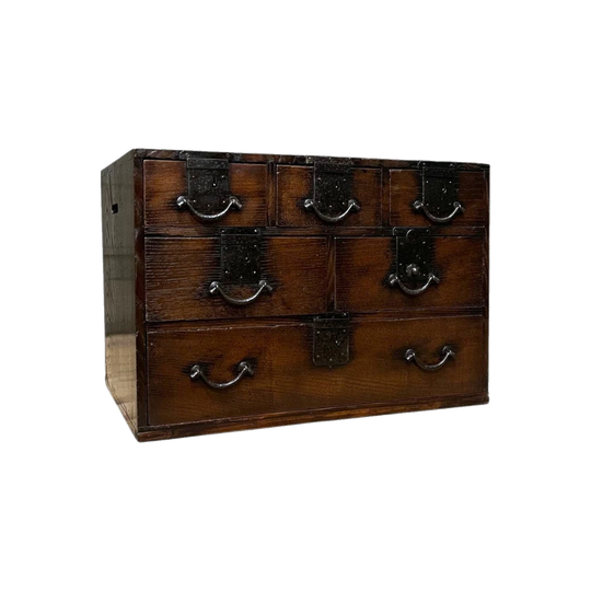 Japanese Document Chest, Kanazawa — Keyaki (Elm), Early Meiji c.1870