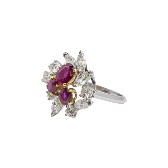 Chaumet Mid-Century Platinum Ruby and Diamond Cocktail Ring