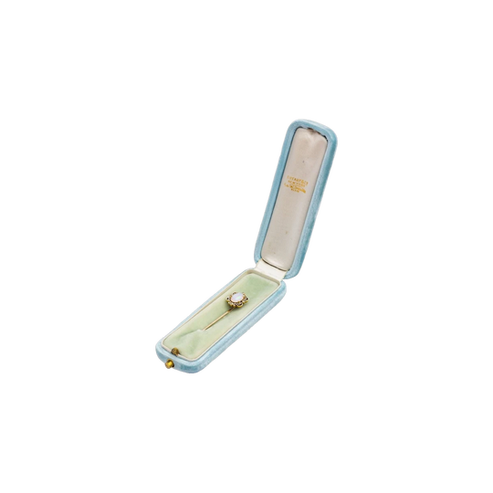 Tiffany & Co. Art Nouveau 18k Gold Opal and Rose-Cut Diamond Stick Pin, c.1915
