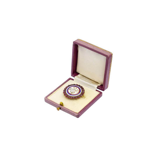 Early 20th-Century Enamel and Bohemian Garnet Brooch, ‘Czech Singing Community’ (POC), with Original Box