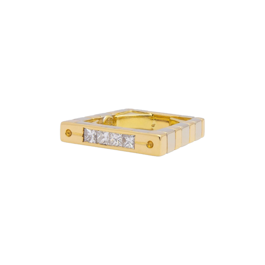 Modernist Square-Form 18k Yellow and White Gold Diamond Ring, 0.60 cts G VS