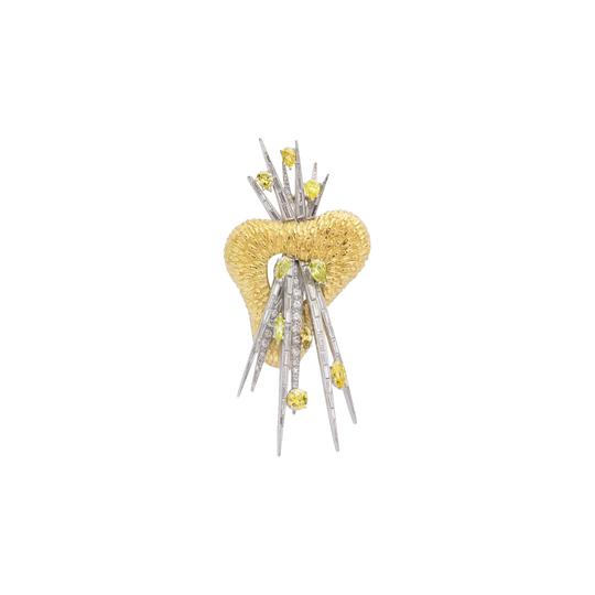 18ct White and Yellow Gold 'Artist’s Palette' Spray Brooch with White and Fancy Yellow Diamonds, 5.08 ct