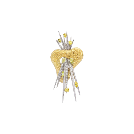 18ct White and Yellow Gold 'Artist’s Palette' Spray Brooch with White and Fancy Yellow Diamonds, 5.08 ct